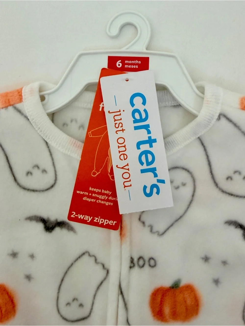 Carter's NWT Halloween Fleece Footed Sleeper 6M Ghost Pumpkin Pajamas